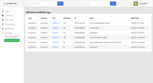 Smarter Inventory software activity log sample